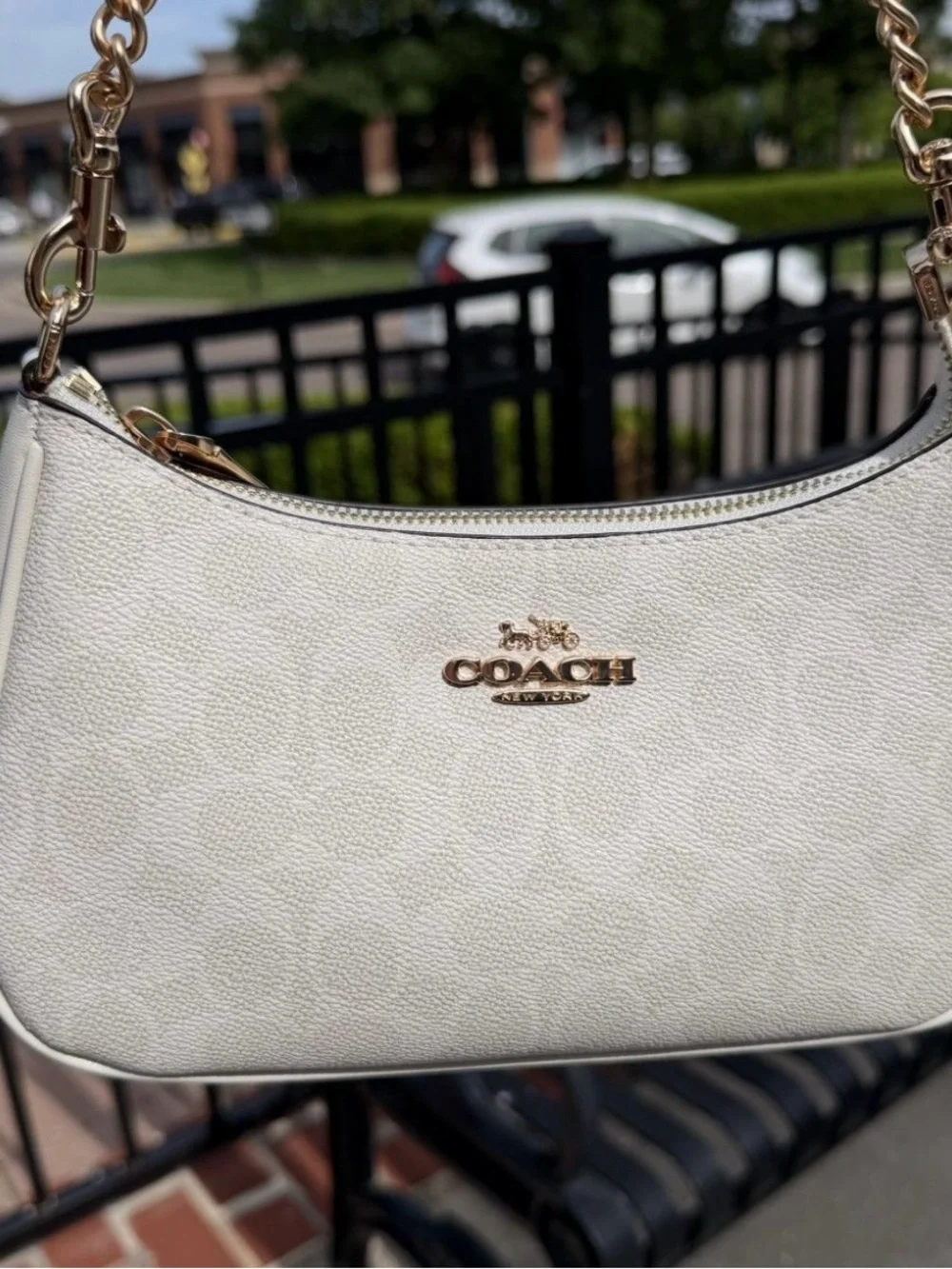 Coach Chalk Logo Mini Shoulder Bag with Gold Hardware